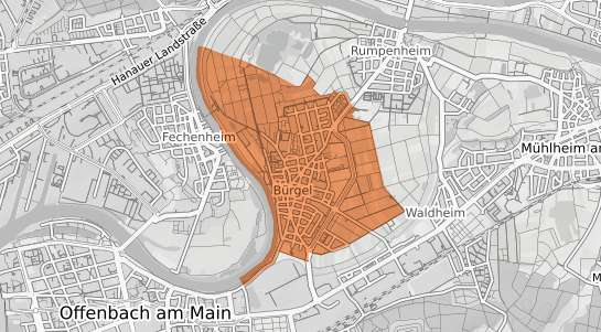 Mietspiegelkarte Offenbach am Main B&uuml;rgel